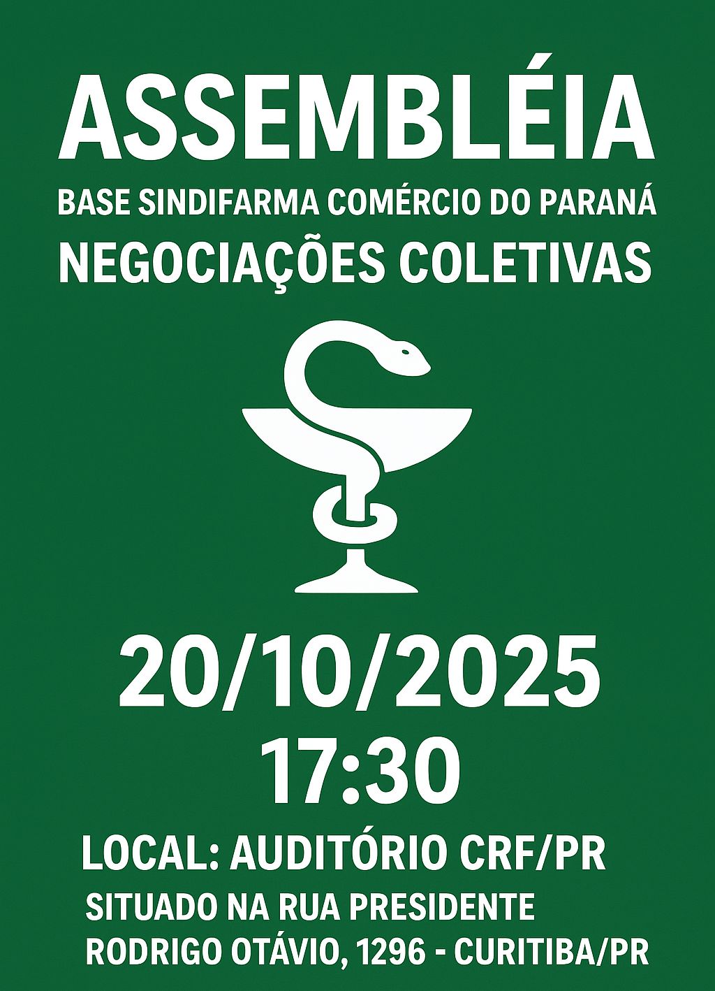 Convocação para Assembleia do SINDIFAR-PR - 20 de Outubro